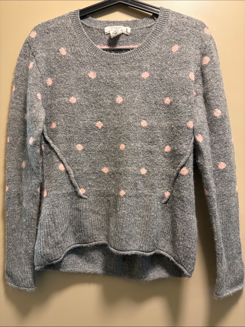 H&M Gray Crewneck Sweater with Pink Polka Dots
